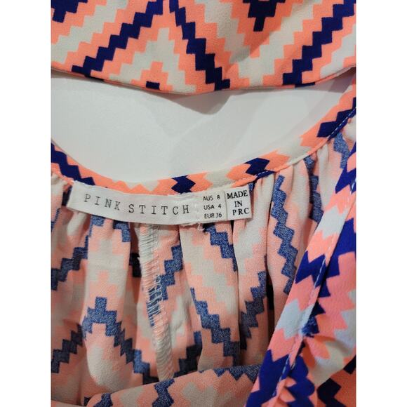 Pink Stitch Women’s Chevron Spaghetti Strap Maxi Dress size 4 - Picture 6 of 8